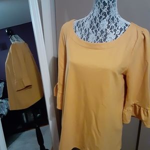 Modcloth mustard color tie back sweater L